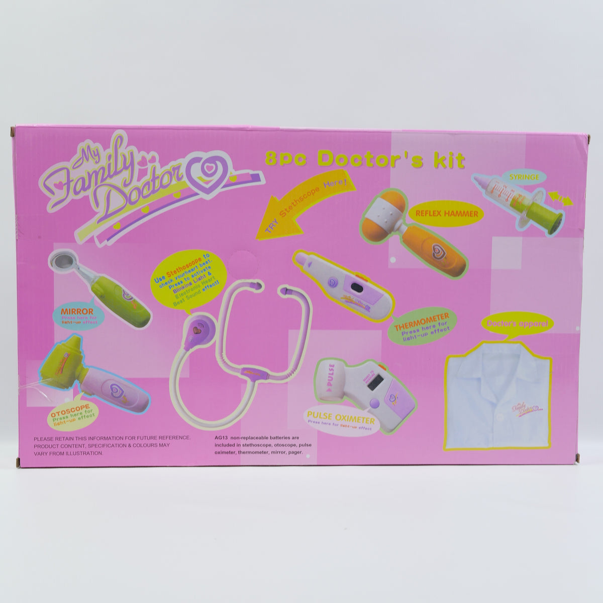 10 Piece Musical Doctor Playset - Pink - for Kids