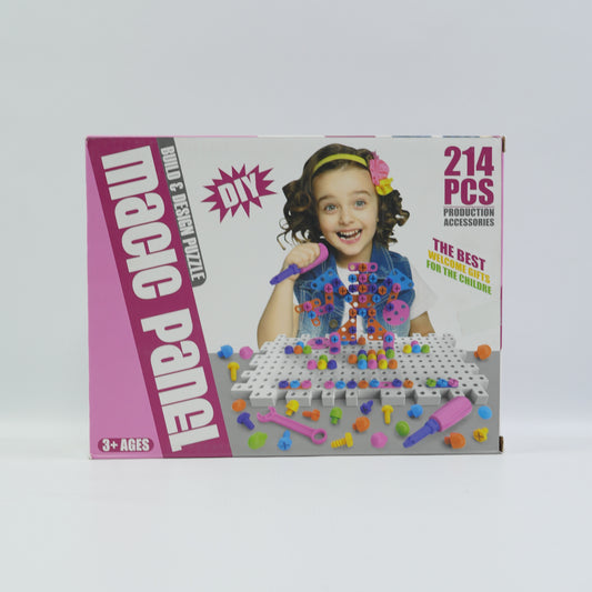 214 Piece Creative Building Panel Set - Pink - Ages 3+