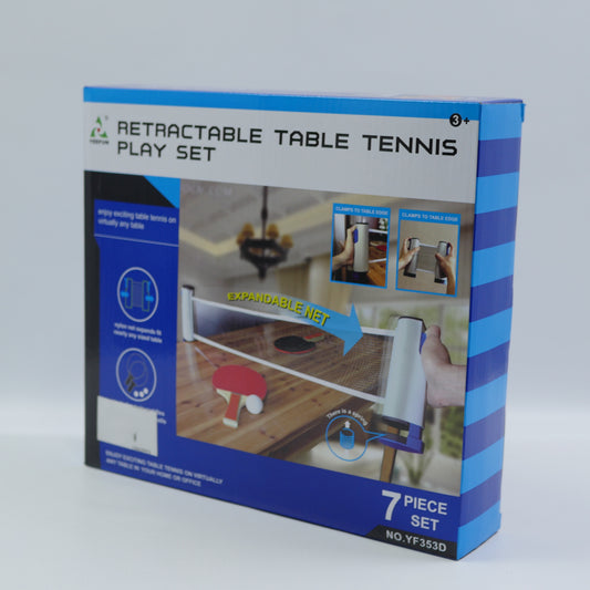 7 Piece Retractable Table Tennis Play Set - Age 6+