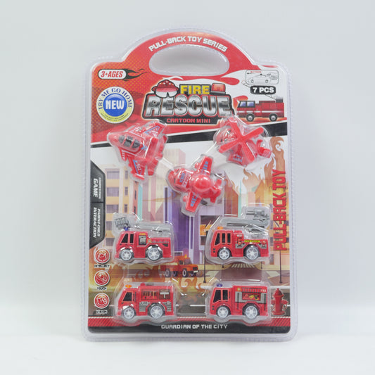 7 Piece Fire Rescue Vehicle Playset for Kids