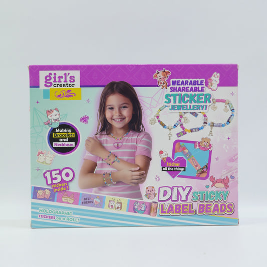 DIY Sticky Label Bead Bracelet Set for Kids