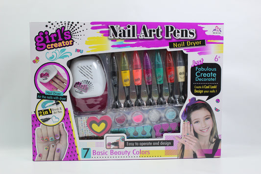 Girl's Creator Nail Art Pens and Nail Dryer Set - Ages 6+