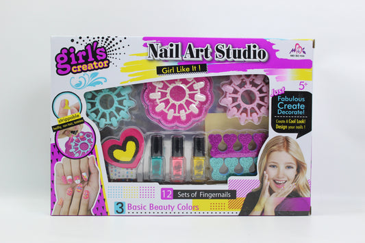 Girl's Creator Nail Art Studio with 12 Fingernail Sets - Ages 5+