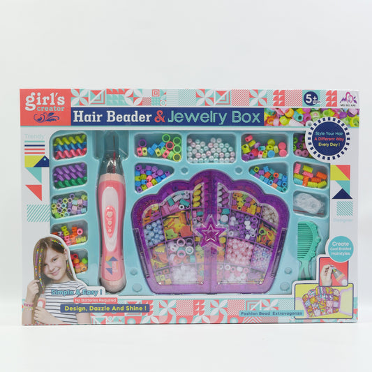 Hair Beader and Jewelry Box Activity Set for Kids