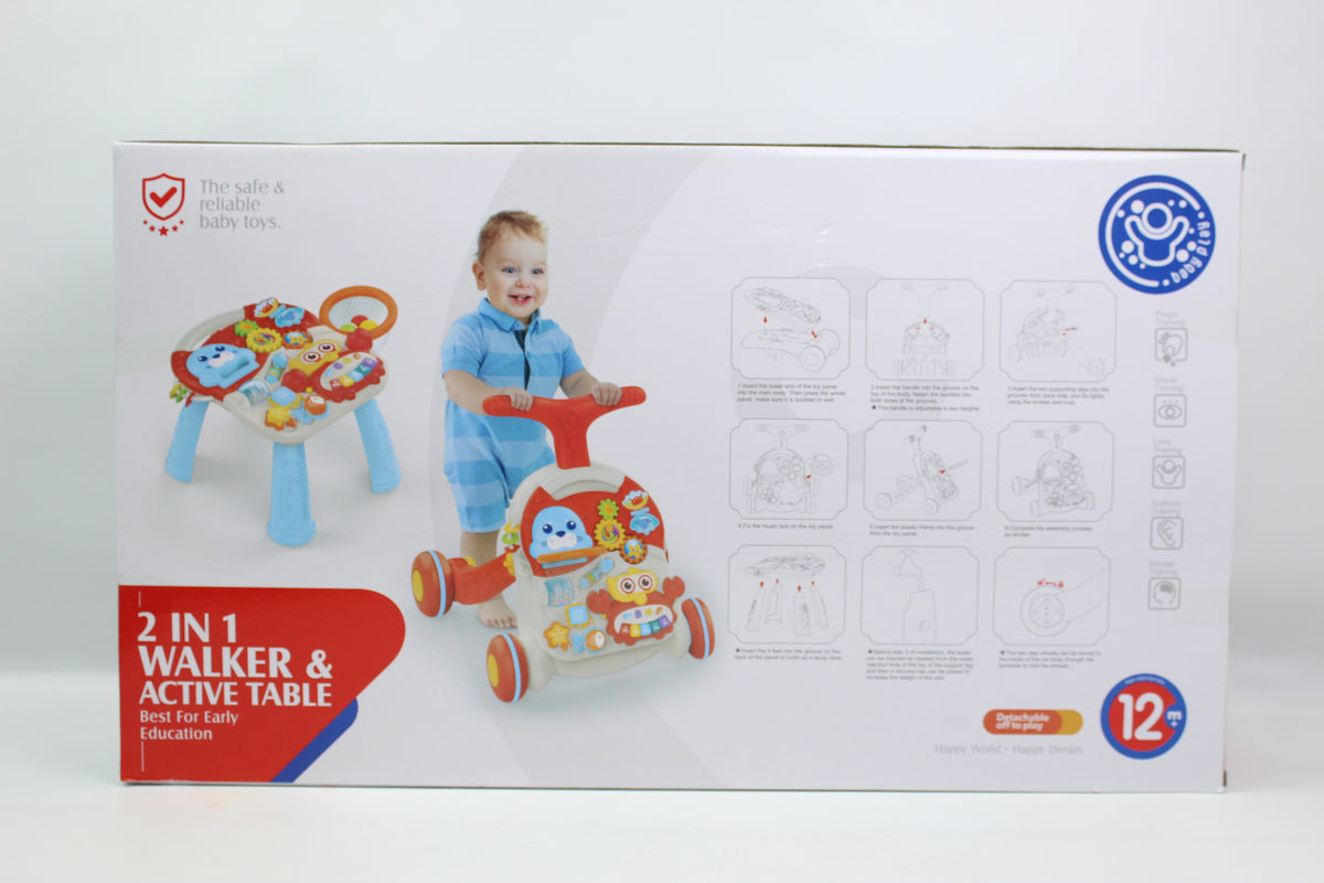 Huanger 2-in-1 Baby Walker & Activity Table - Red - Ages 12M+