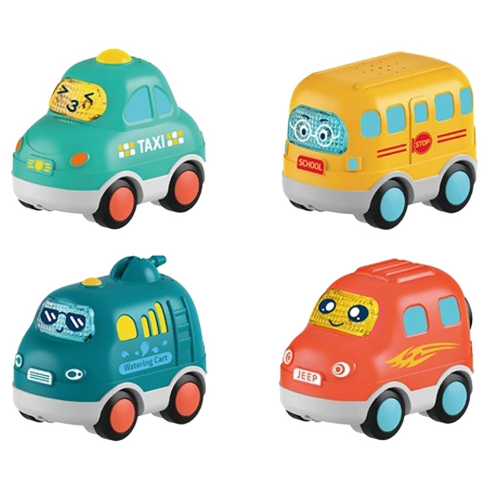 Huanger 4 Piece Musical Cartoon Vehicle Set - Ages 12M+