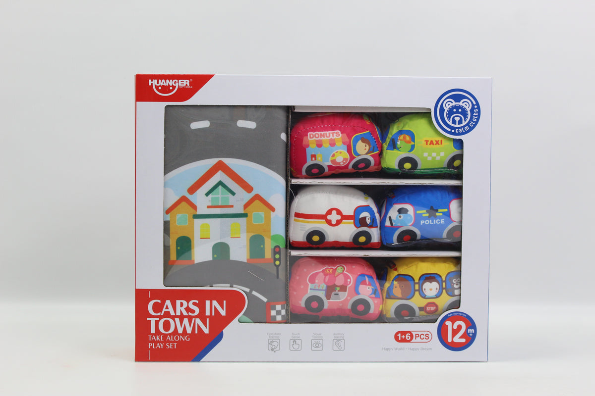 Huanger Cars in Town Play Mat with 6 Soft Cars - Ages 12M+