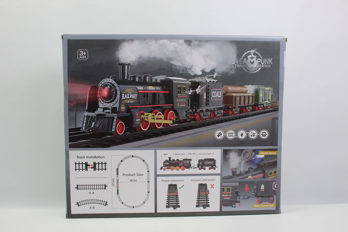 Musical Cargo Train Track Set with Steam Spray - Ages 3+