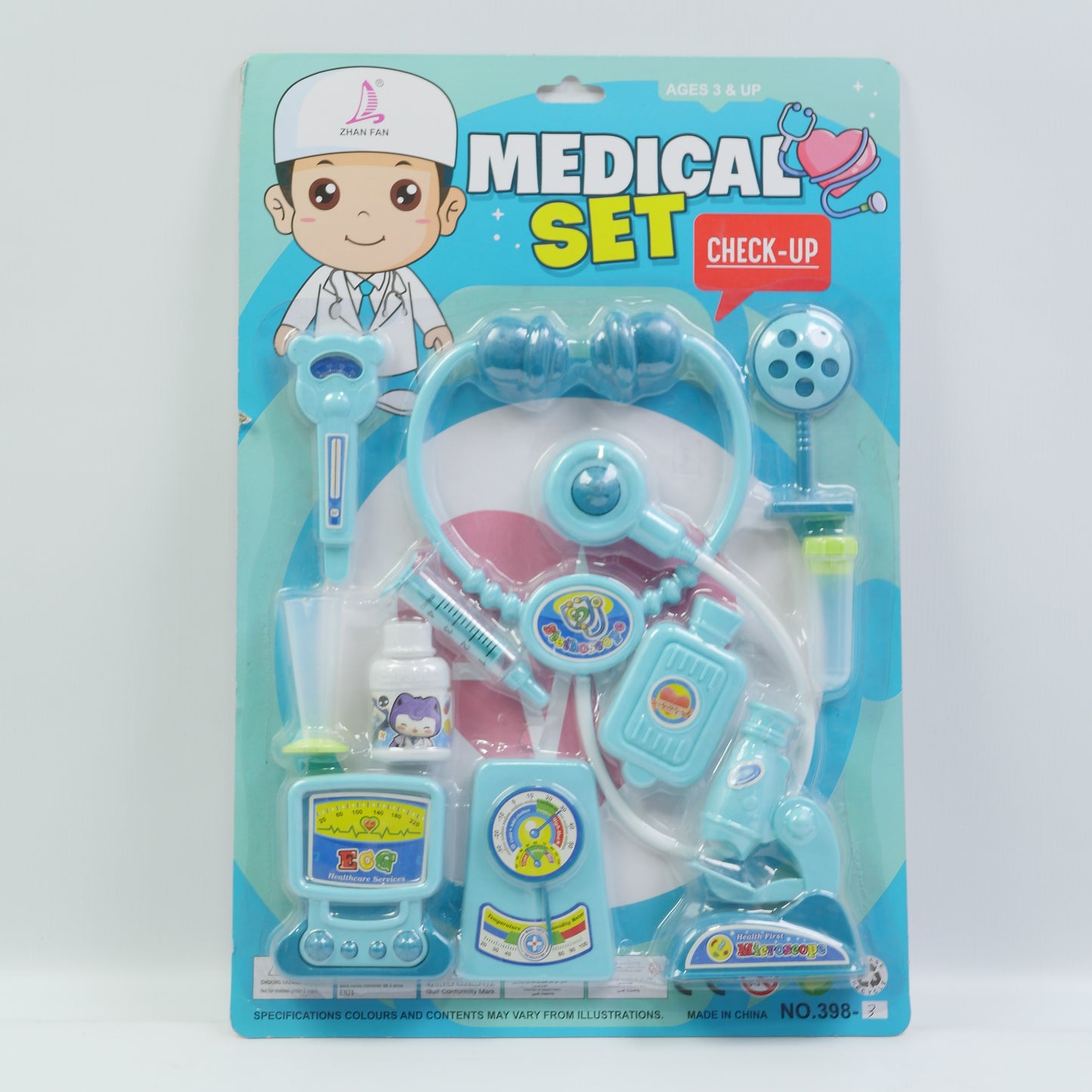 Kids Doctor Playset with Medical Tools - Blue - Ages 3+
