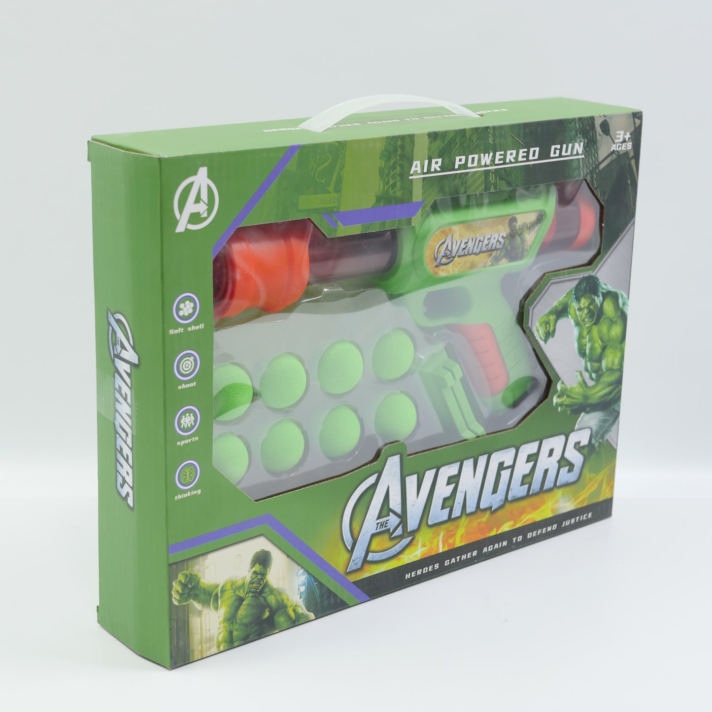 Marvel Hulk Air-Powered Ball Blaster - Ages 3+