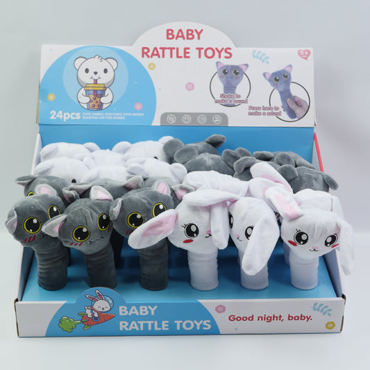 Plush Animal Pop Rattle - Assorted Design - for Babies