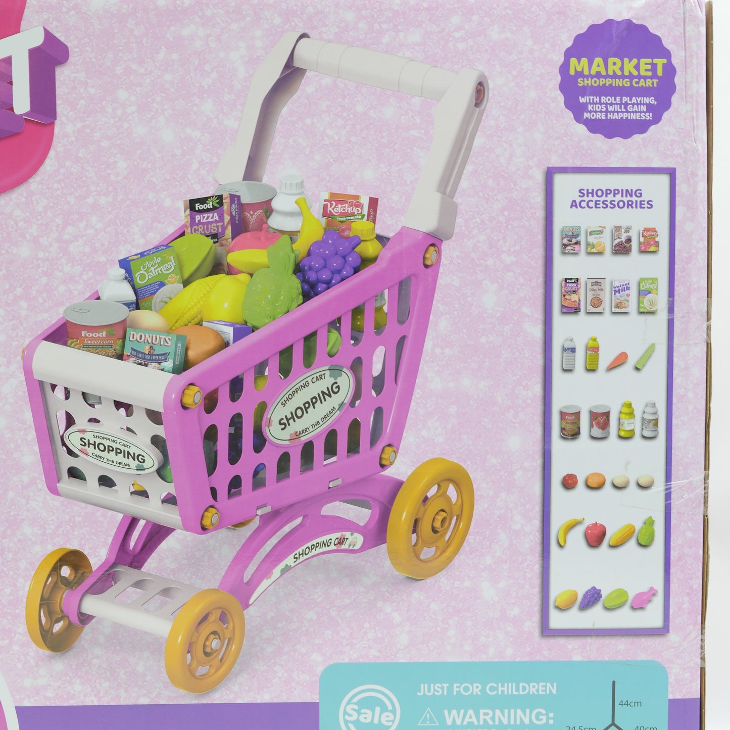 Pretend Play Market Shopping Trolley - Pink - for Kids