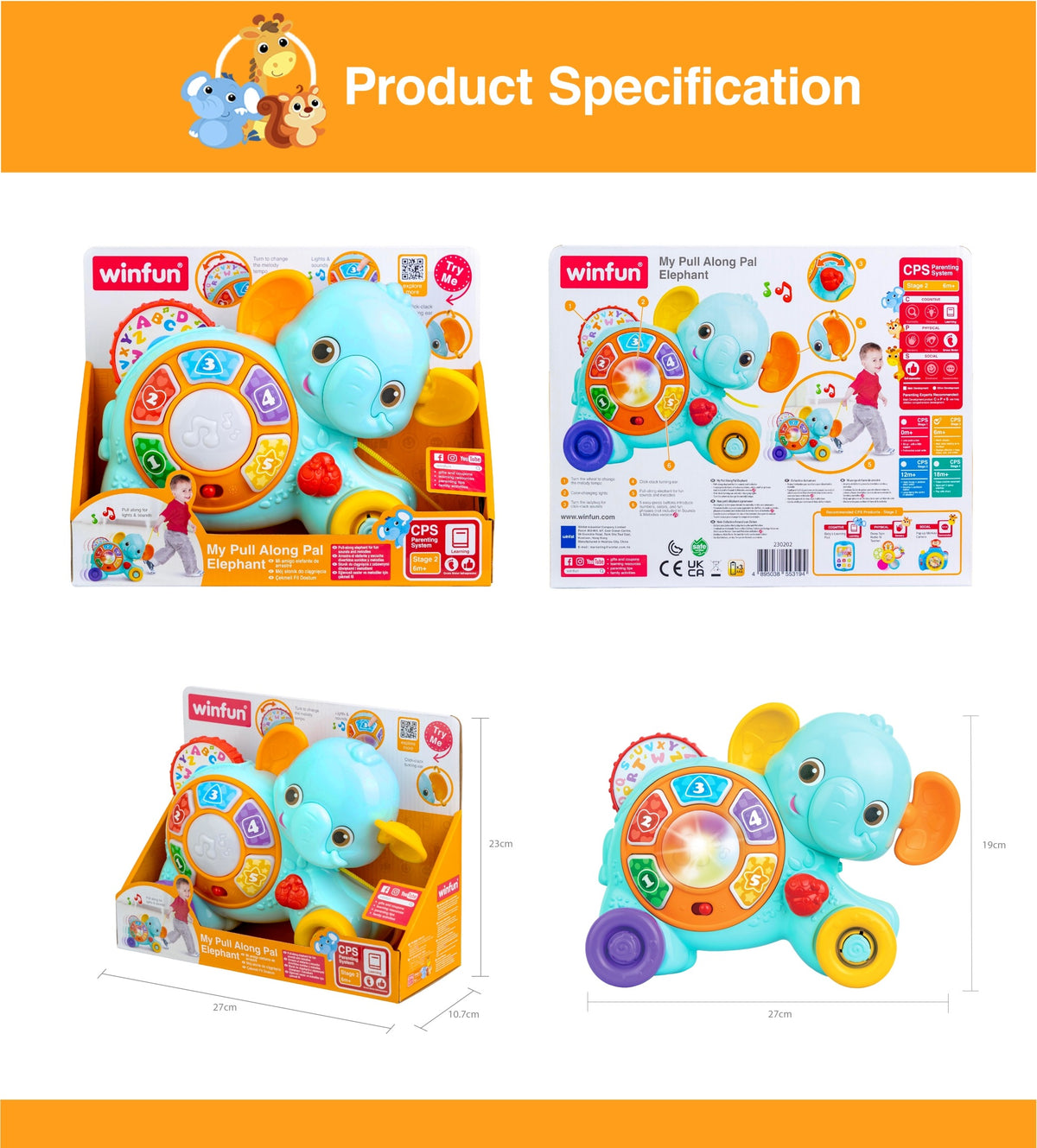 WinFun Pull Along Pal Elephant