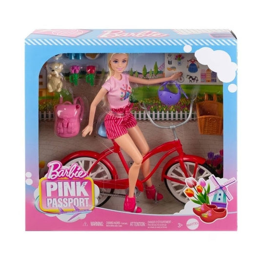 Barbie Pink Passport Bicycle Doll Playset