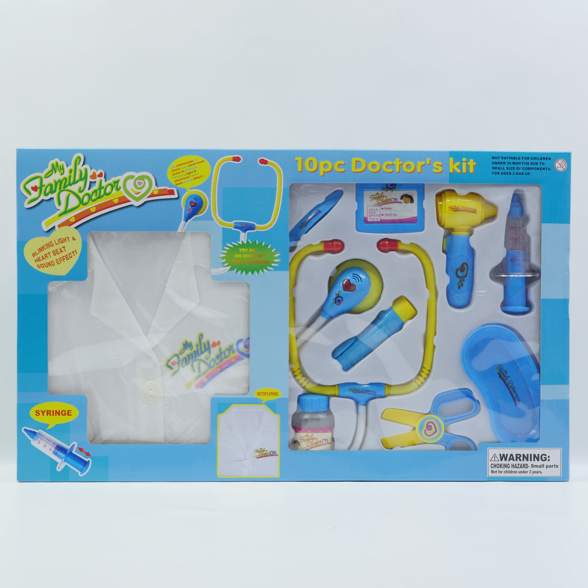 10 Piece Musical Doctor Playset - Blue - for Kids