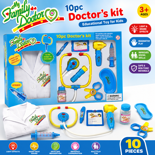 10 Piece Musical Doctor Playset - Blue - for Kids