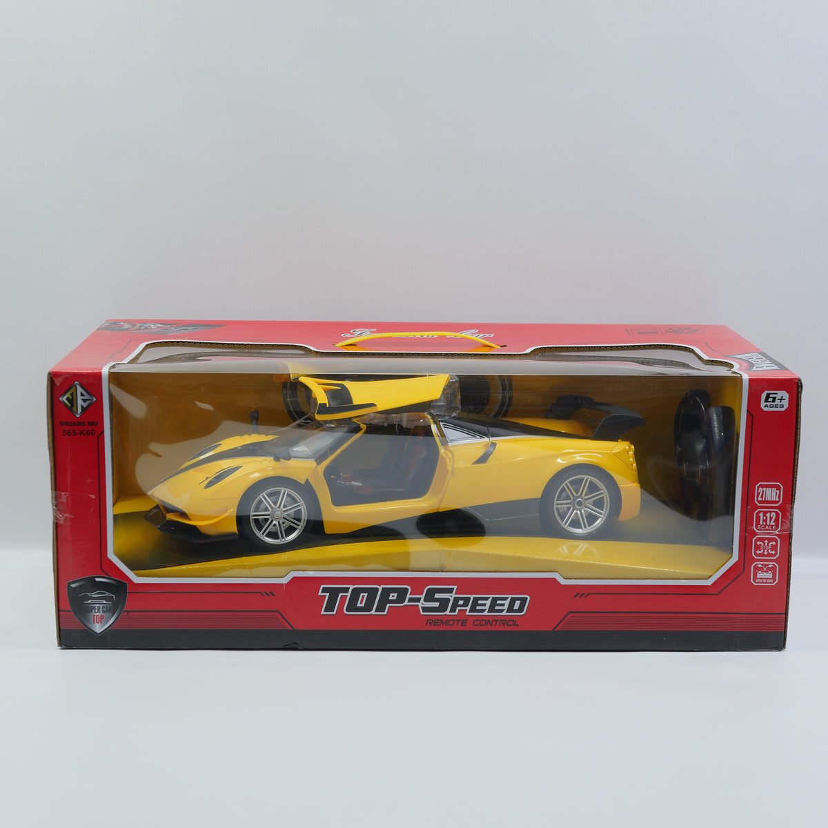 1:12 Remote Control Open-Door Sports Car - Yellow - Ages 8+
