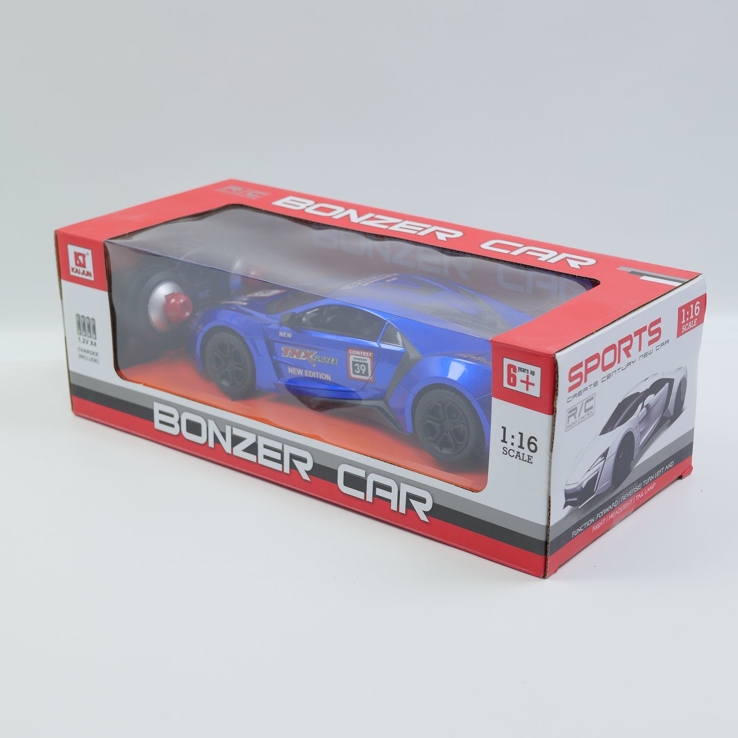 1:16 Remote Control Bonzer Sports Car - Blue - Ages 6+