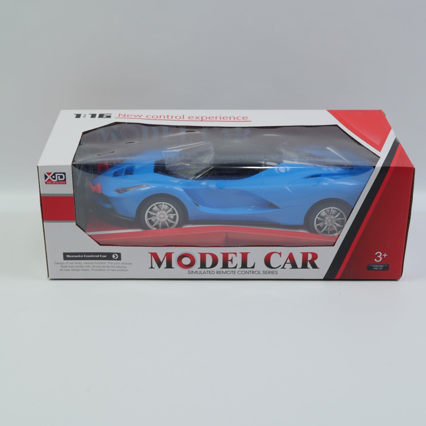 1:16 Remote Control Sports Car with USB Charging - Blue - Ages 3+