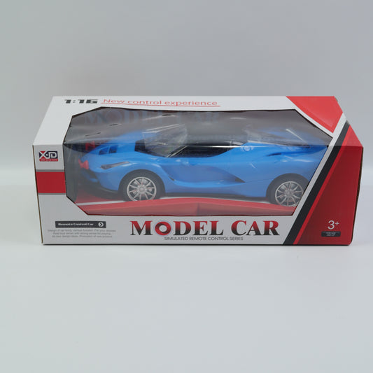1:16 Remote Control Sports Car with USB Charging - Blue - Ages 3+