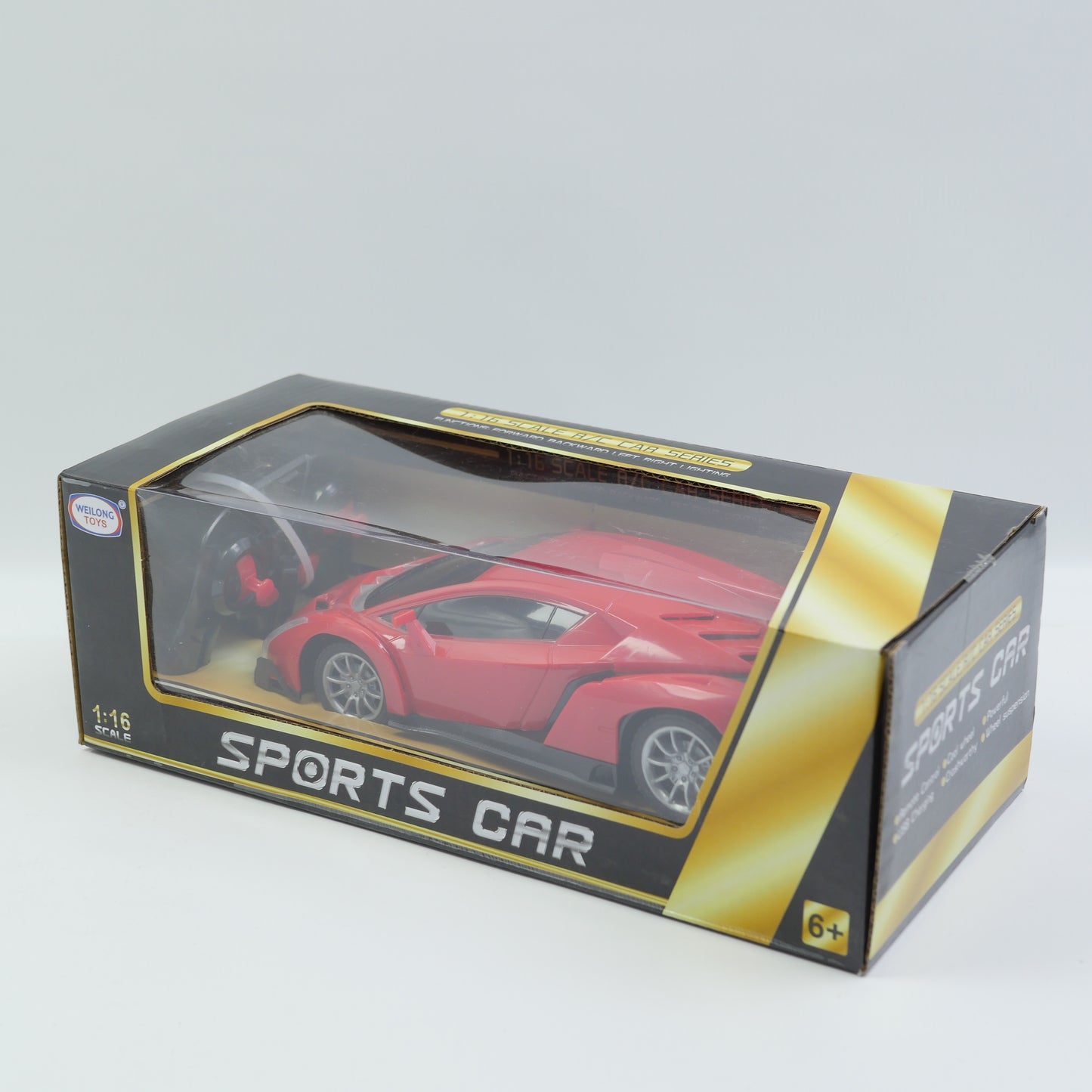 1:16 Remote Control Sports Car with USB Charging - Red - Ages 6+