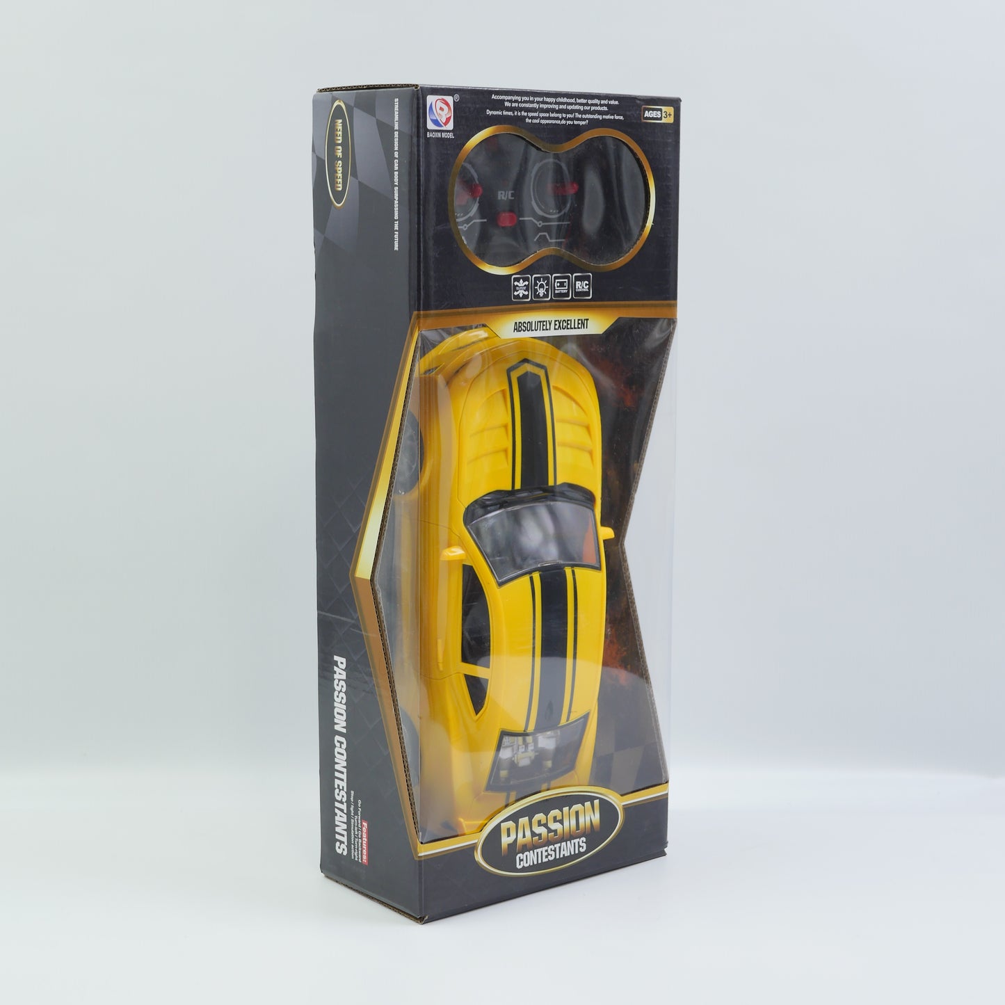 1:16 Remote Control Sports Car with USB Charging - Yellow - for Kids
