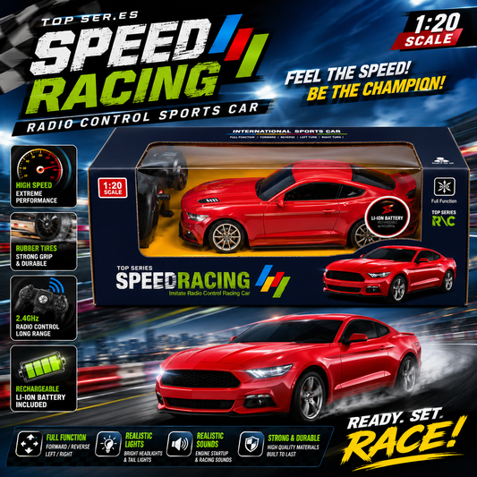 1:20 Remote Control Chevrolet Sports Car with USB Charging - Red