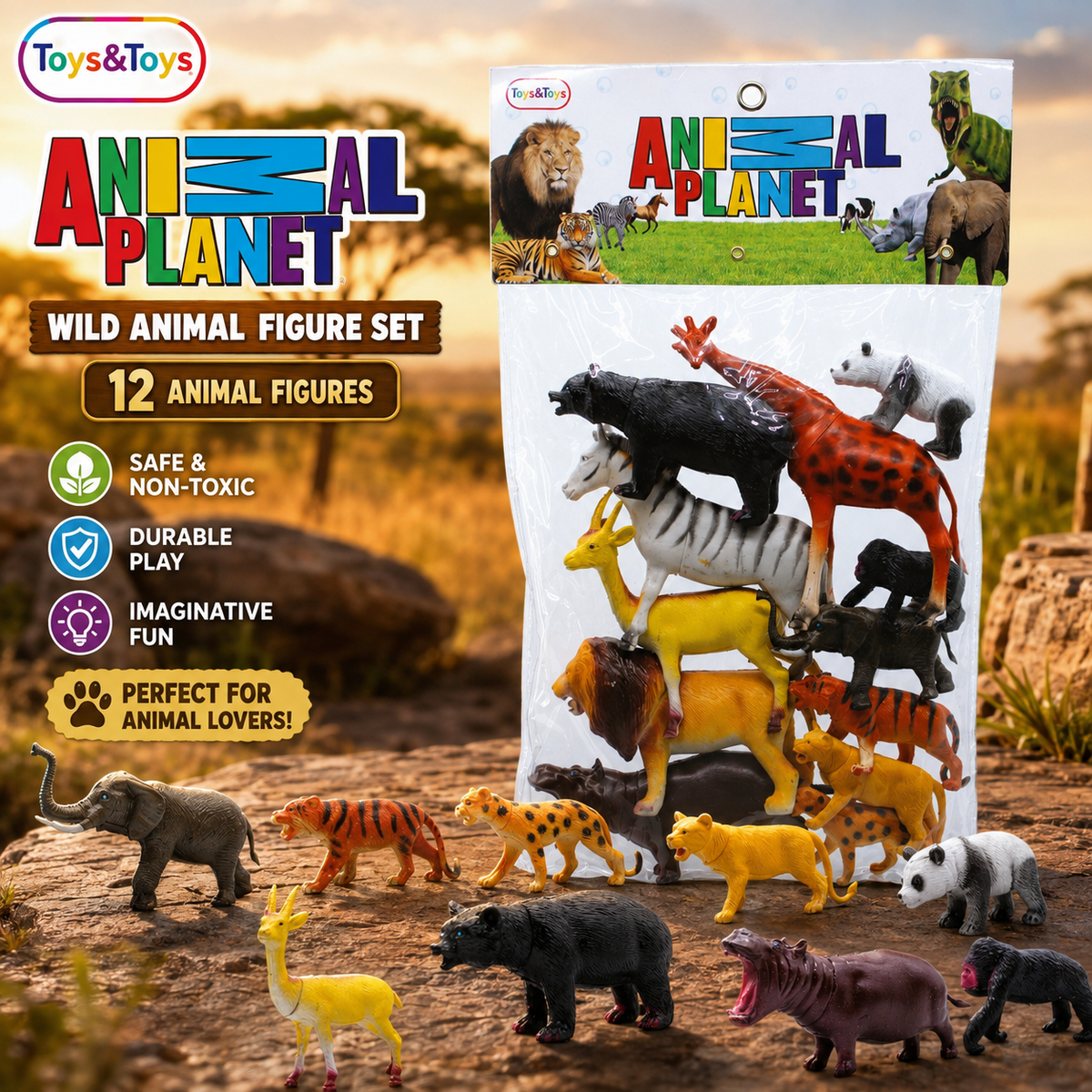 12 Piece Wild Animal Figure Set | Toys & Toys