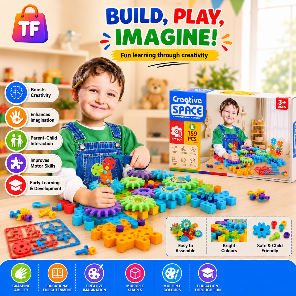 159 Piece DIY Engineering Building Blocks Set