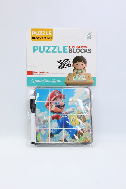 2-in-1 Super Mario Educational Puzzle Blocks Set - Ages 3+