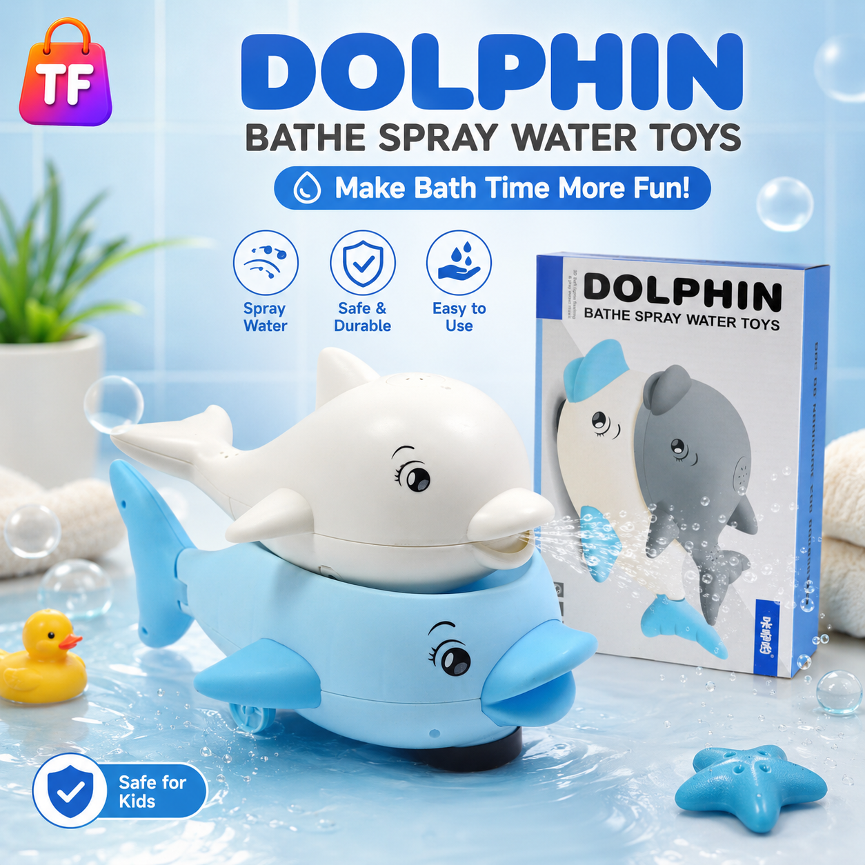 2-in-1 Musical Sensor Dolphin Bath Toy for Kids