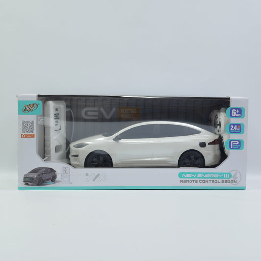 2.4GHz Remote Control Electric Sedan with USB Charging - White - Ages 6+