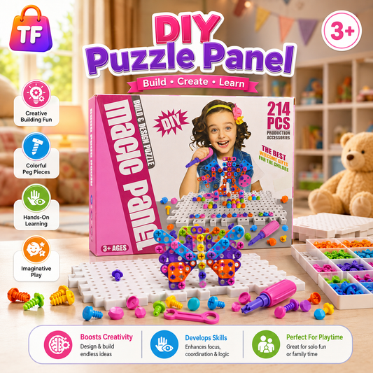 214 Piece Creative Building Panel Set - Pink - Ages 3+