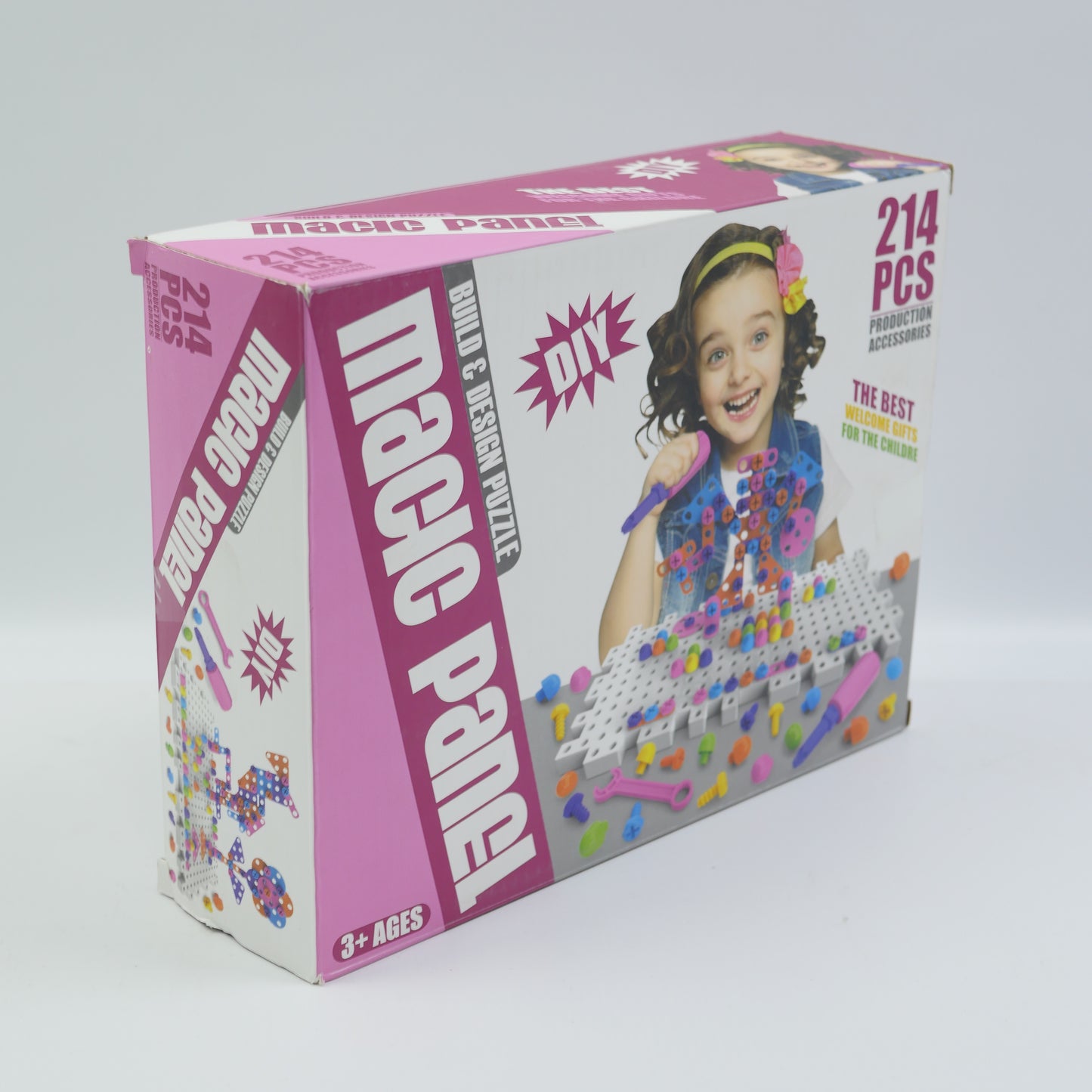 214 Piece Creative Building Panel Set - Pink - Ages 3+