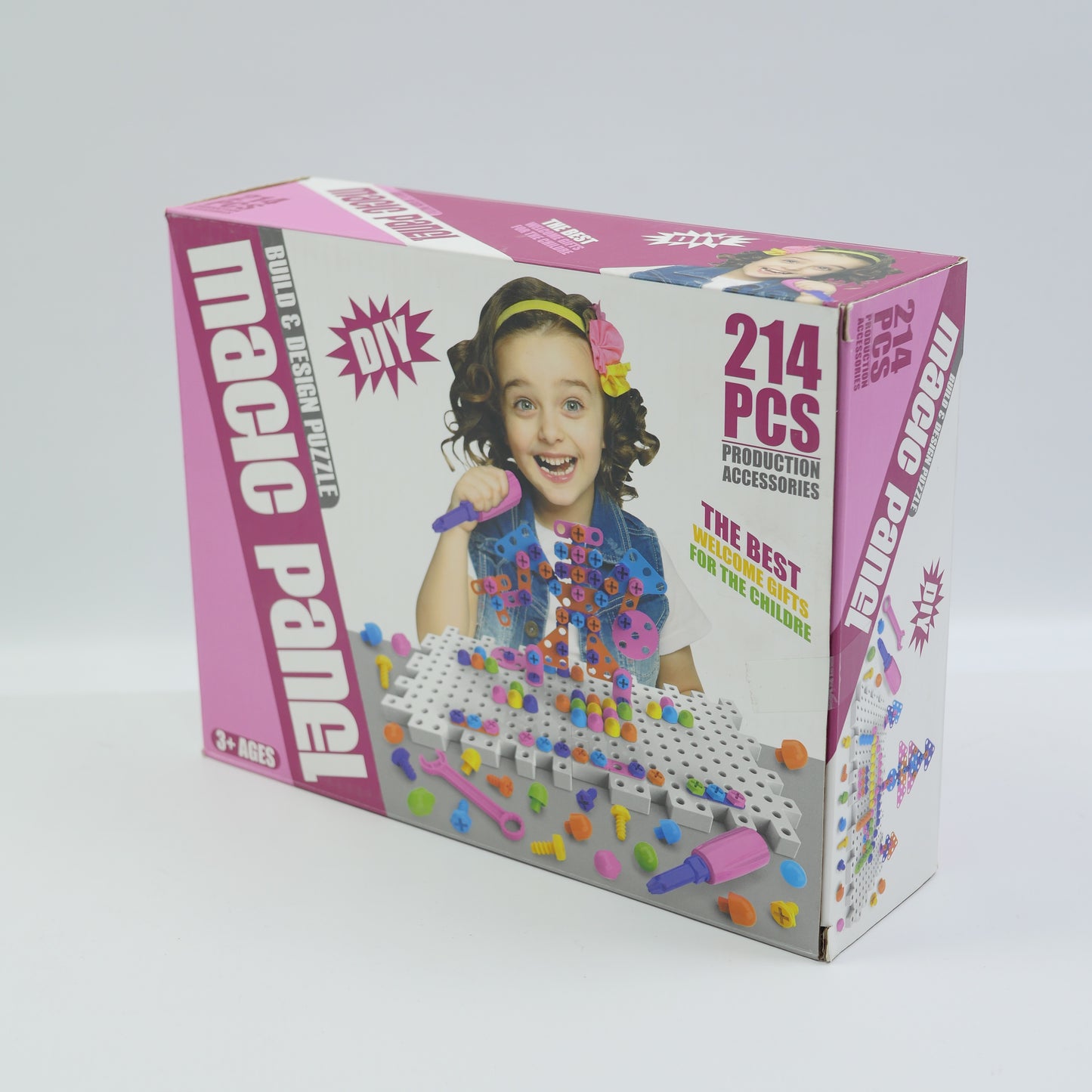214 Piece Creative Building Panel Set - Pink - Ages 3+