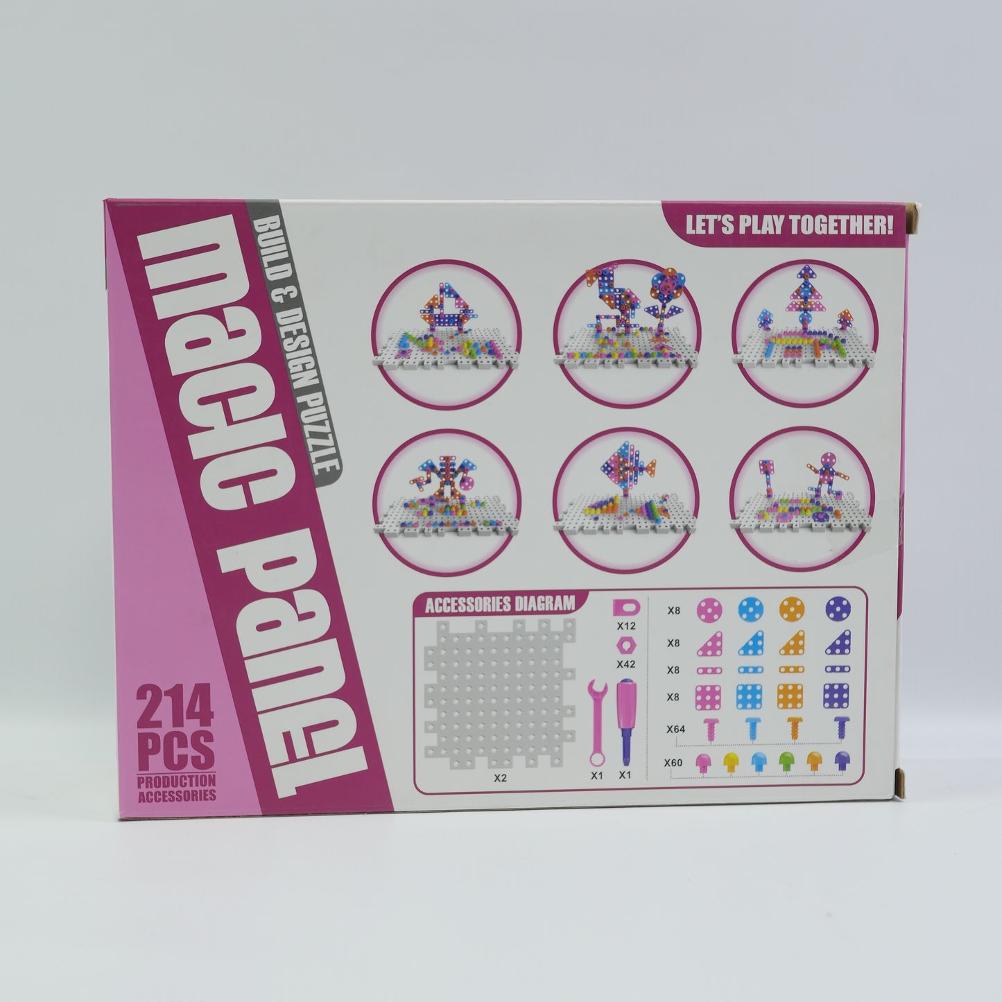 214 Piece Creative Building Panel Set - Pink - Ages 3+