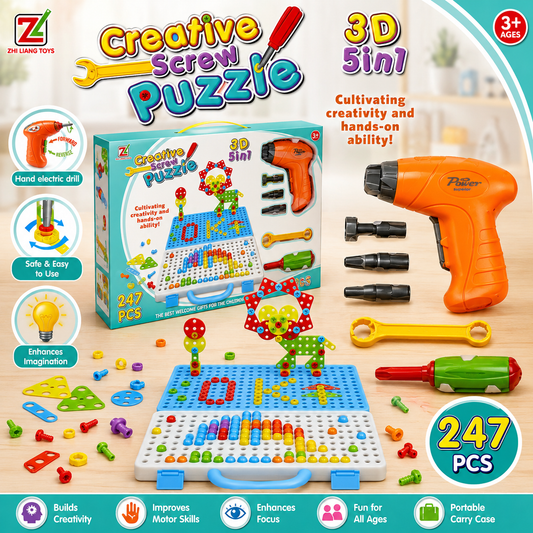 247 Piece 3-in-1 Creative Building Tool Set - Ages 3+