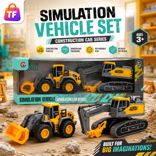 2 Piece Friction-Powered Construction Truck Set - Ages 3+