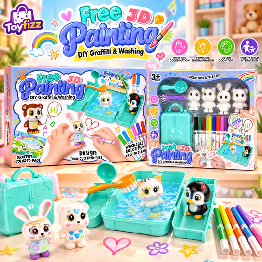 3-in-1 DIY Painting and Washable Figurine Set - Ages 3+