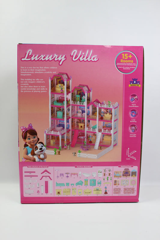 363 Piece Luxury Villa Dollhouse Building Set with 15+ Rooms - Ages 3+