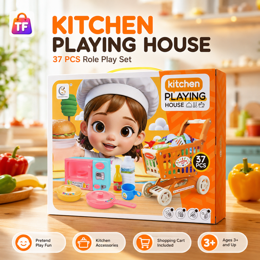 37 Piece Kitchen Cart Pretend Play Set