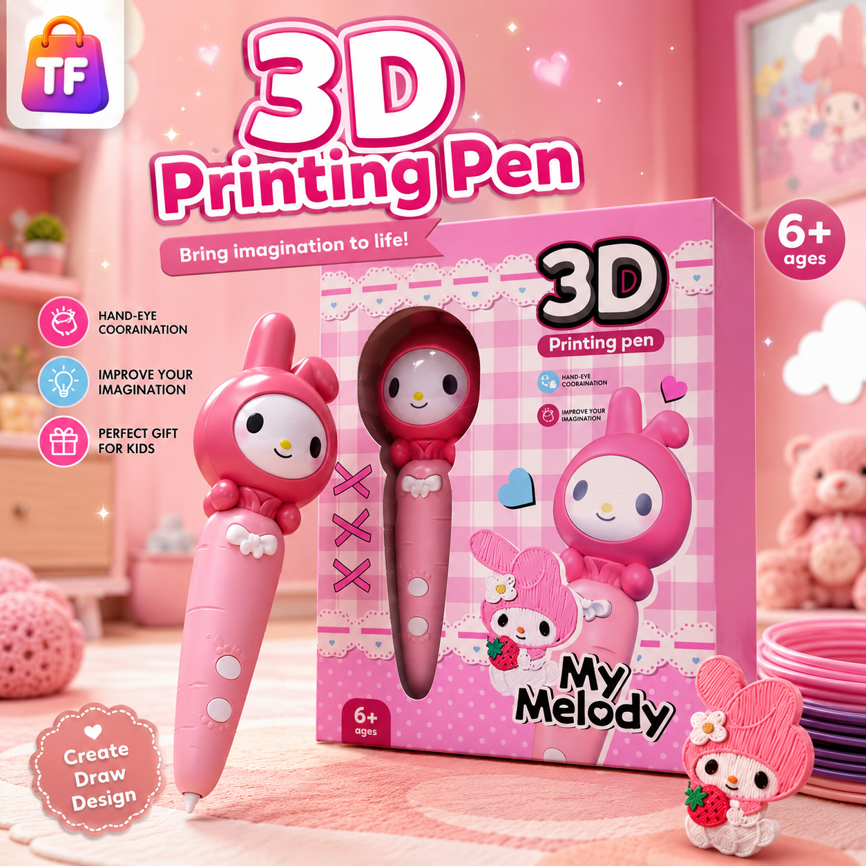 3D Printing Pen with USB - Pink - Age 6+