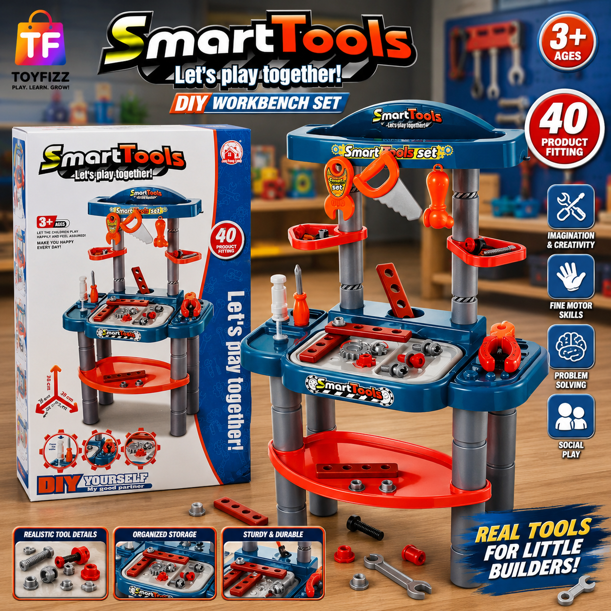 40 Piece Smart Tools Workbench Playset for Kids