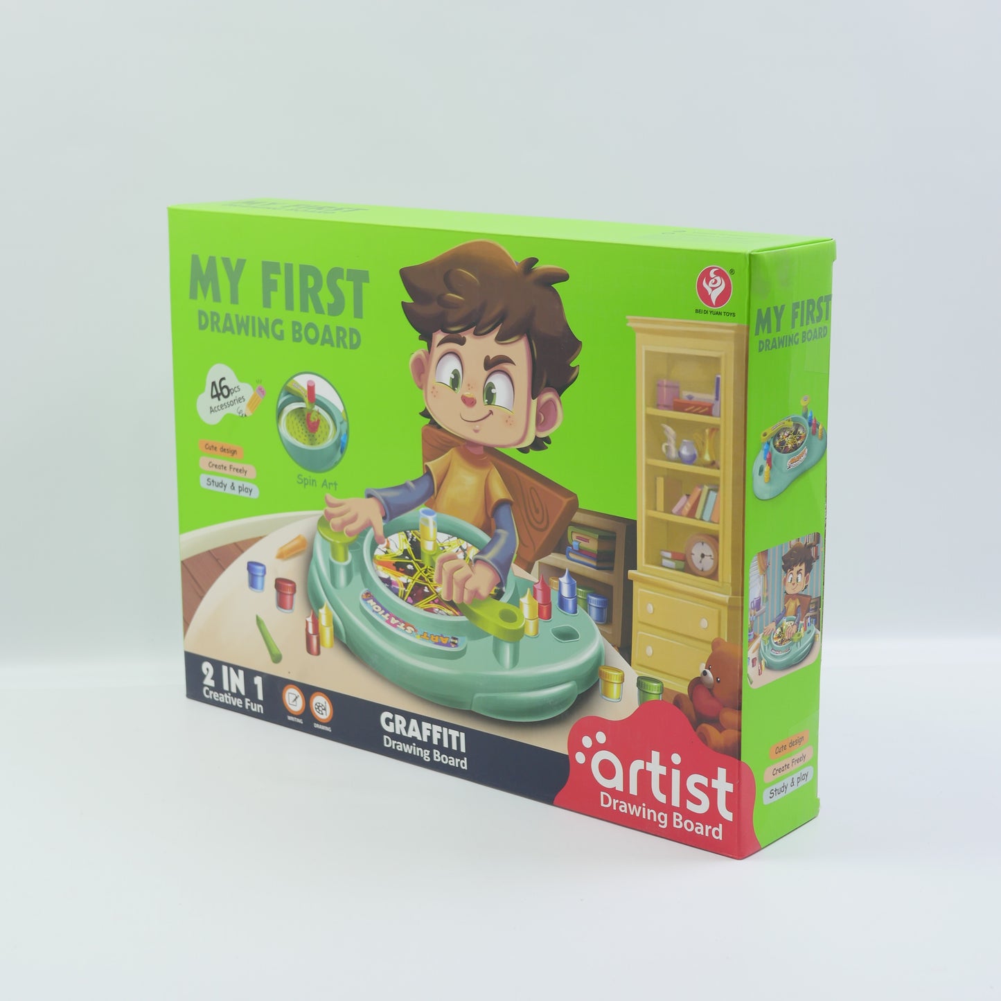 46 Piece 2-in-1 Educational Drawing Board Set for Kids
