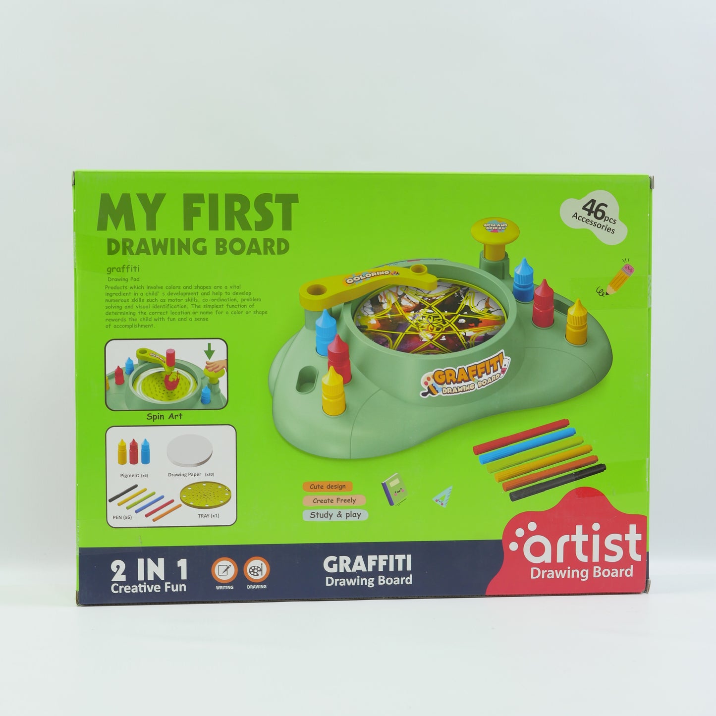 46 Piece 2-in-1 Educational Drawing Board Set for Kids