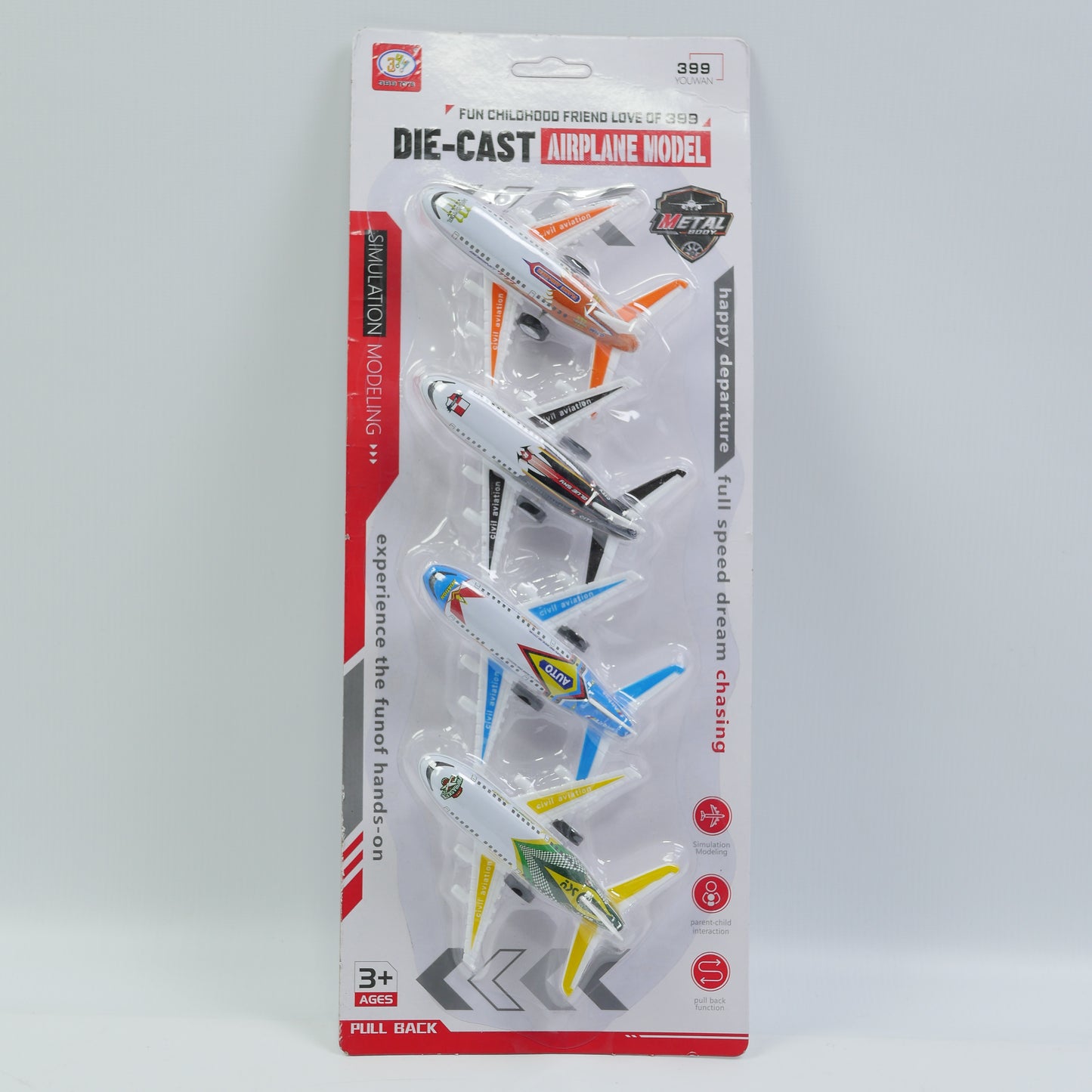 4 Piece Die-Cast Airplane Model Set for Kids