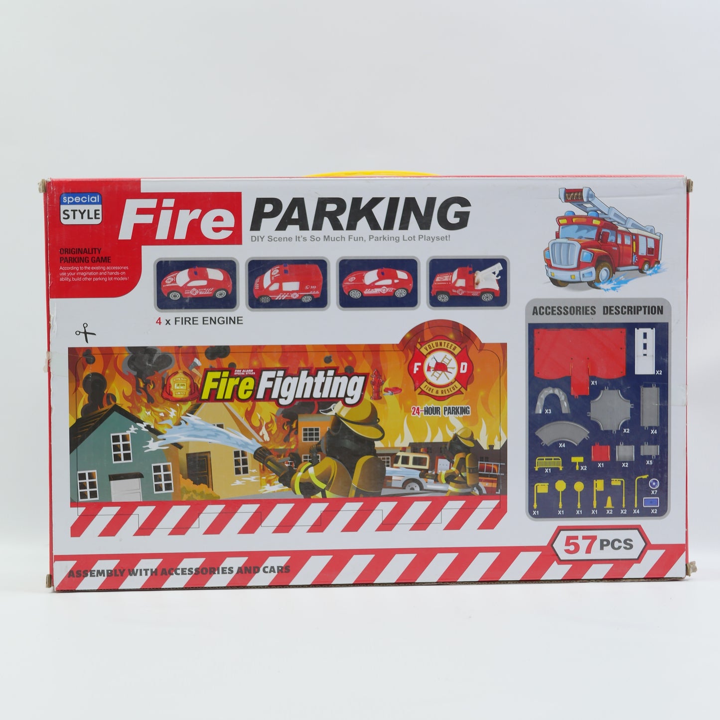 57 Piece Fire Rescue Parking Track Set - Ages 3+