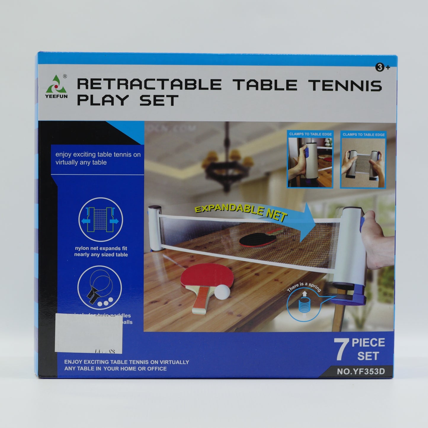 7 Piece Retractable Table Tennis Play Set - Age 6+