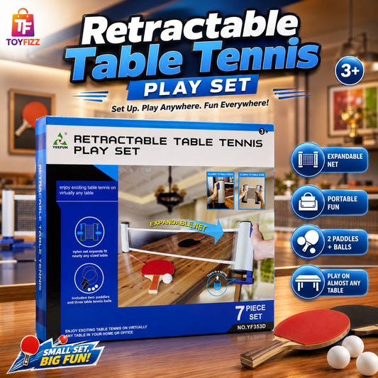 7 Piece Retractable Table Tennis Play Set - Age 6+