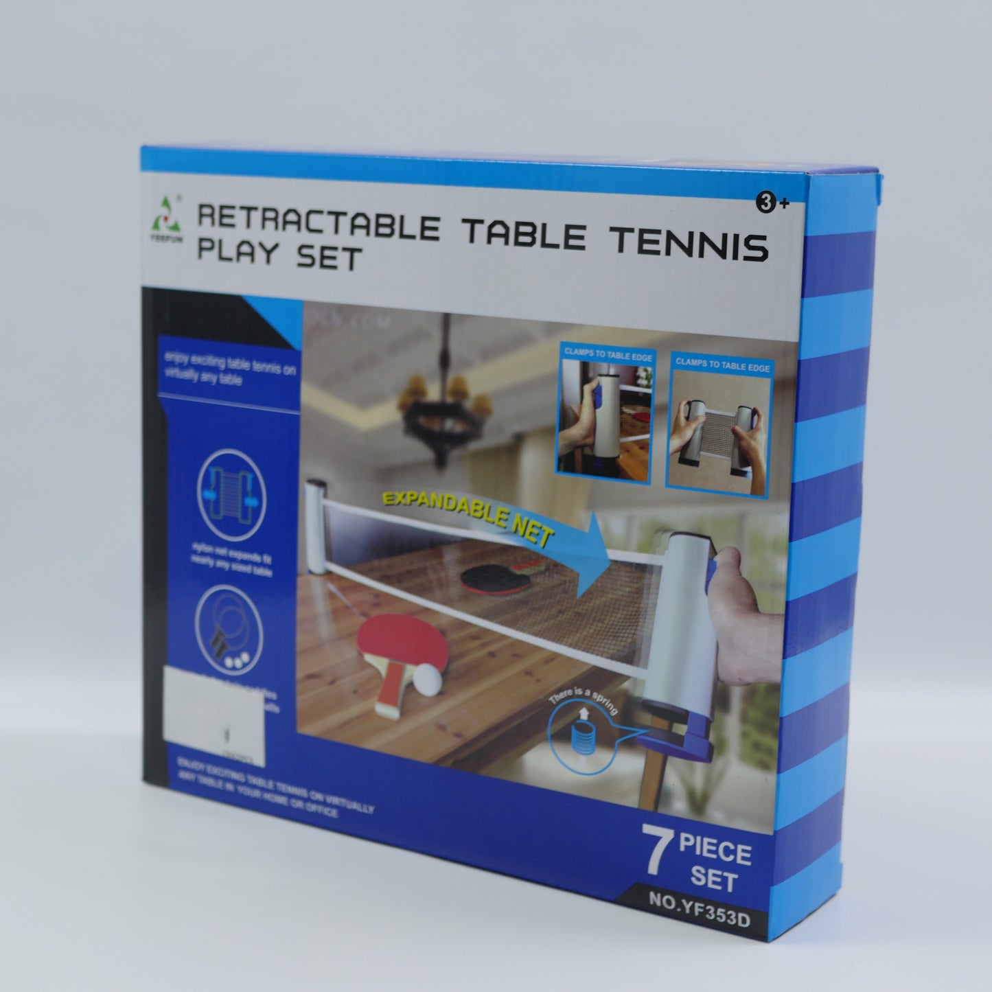 7 Piece Retractable Table Tennis Play Set - Age 6+